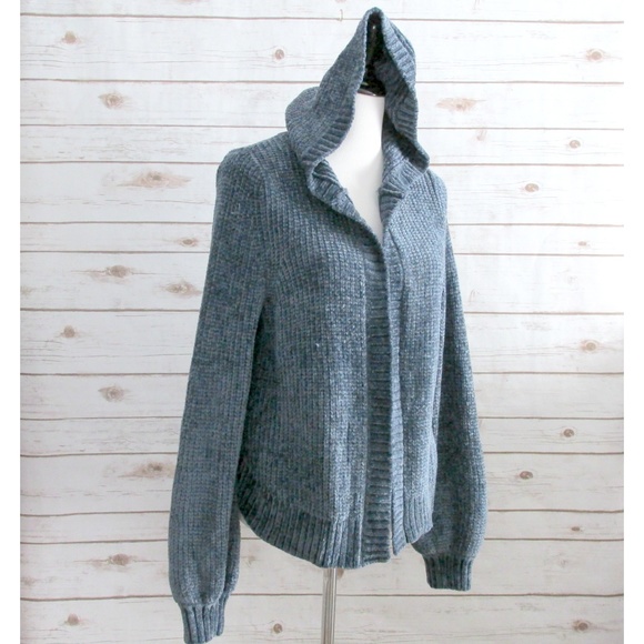 hooded chenille cardigan